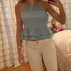 Endless rose size small blue ruffle top